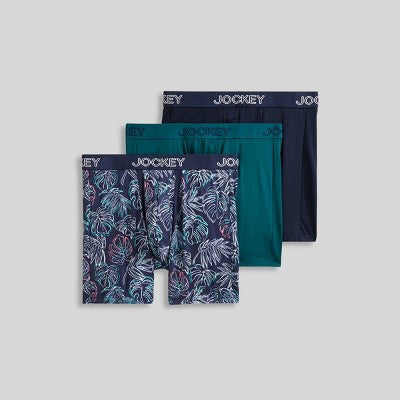 Jockey Generation Men's No Chafe Pouch Microfiber Boxer Briefs 3pk - Black/Red/Gray XL: Mid Rise, Pull-On, Mesh Fabric