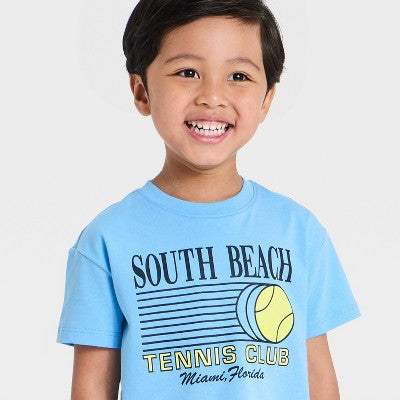 Toddler Boys' Miami Tennis Club Oversized T-Shirt - Turquoise 3T