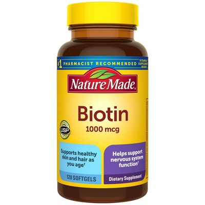 Nature Made Biotin 1000 mcg Softgels - 120ct: Gluten-Free, No Artificial Flavors, Colors or Preservatives