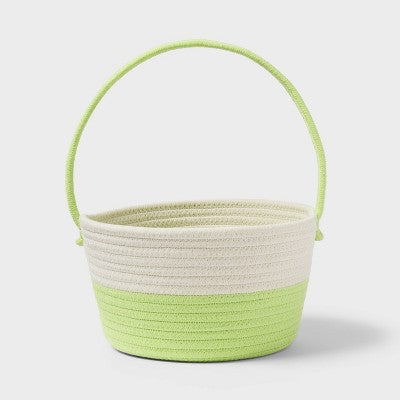 Easter Two Tone Decorative Rope Basket Light Green/White - Spritz