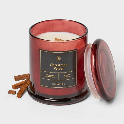 Wooden Wick Velvet Christmas Jar Candle 12oz - Threshold