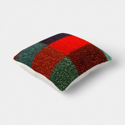 Square Chalet Plaid Printed Boucle Throw Pillow - Room Essentials