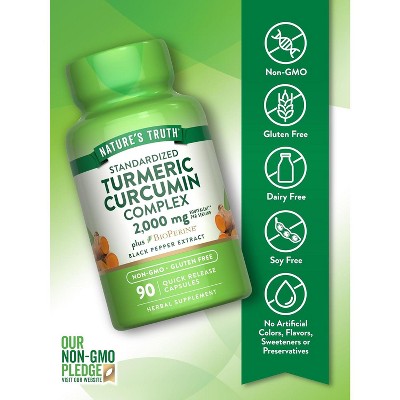 Nature's Truth Turmeric Curcumin Supplement 2000mg with Bioperine | 90 Capsules