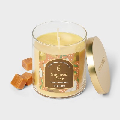 15.1oz 2-Wick Lidded Glass Jar Candle Sugared Pear - Threshold