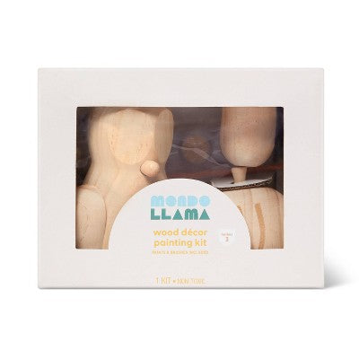 3ct PYO Wood Turned Figurines - Mondo Llama: Halloween Craft Kit, Includes Paint Brushes & Acrylic Paints, Adult Activity