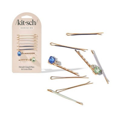 Kitsch-Mass Cloud & Gem Bobby Pins Set - Garden Bouquet - 8ct