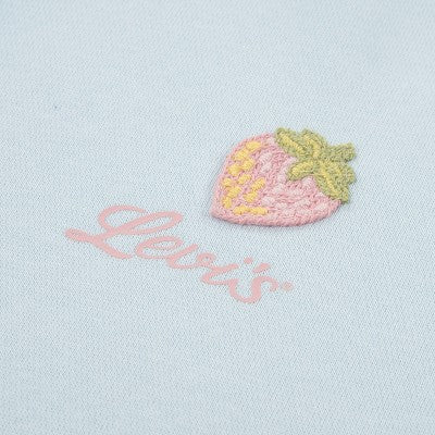 Levi's Girls French Terry Strawberry Pullover Hoodie Light Blue M