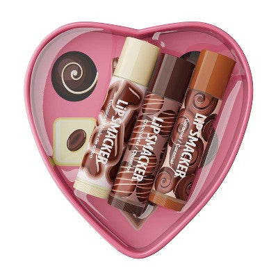 Lip Smackers Heart Tin Lip Balm Trio - Chocolate Deluxe - 3pc/0.42oz: Moisturizing, Translucent, Lip Makeup