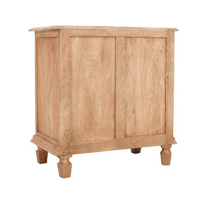 The Urban Port 30" Nightstand Table Rattan Cabinet Doors and Drawer Fronts Sandblasted Brown Mango Wood Brown (LOCAL PICKUP ONLY)