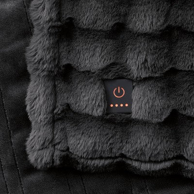Brookstone Coziest Oversized Throw Bubble Fur Black