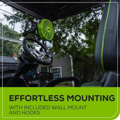 Greenworks Powerall 10" Cordless Hybrid Box Fan Kit with 2.0Ah Battery and Charger Green/Black