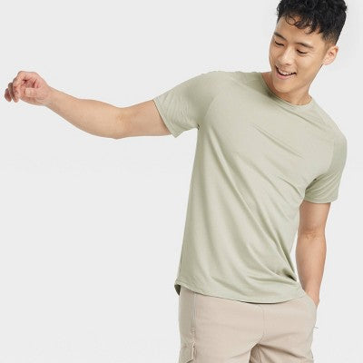 Men's Linear Mesh Raglan T-Shirt - All In Motion Olive Green L