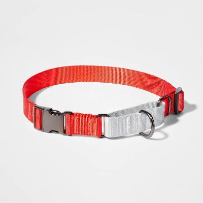 Martingale with Buckle Dog Collar - Tomato/Silver - L - Boots & Barkley