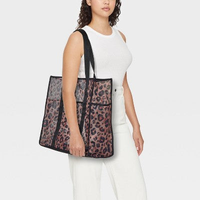 Mesh Tote Handbag - Shade & Shore Leopard Print