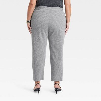 Women's High-Rise Ankle Knit Pull Light Gray Pinstripe 4X