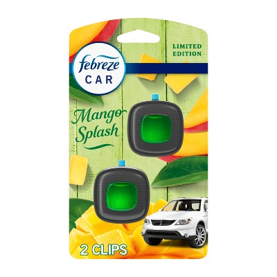 Febreze Car Air Freshener Vent Clip Mango Splash - 2ct: Oil, Non-Powered