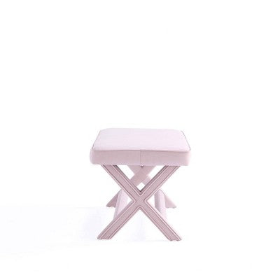 Manhattan Comfort Abigail Velvet Upholstered Double Ottoman Pink: Mid-Century Modern, No Assembly Required, Wood Legs (LOCAL PICKUP ONLY)