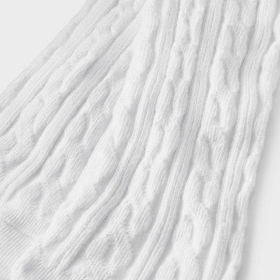 Girls' 2pk Cotton Tights - Cat & Jack White L: High Waisted Knit Hosiery, Abstract Pattern