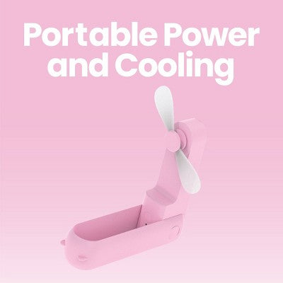 GEMS Handheld Power Bank Fan - Soft Pink