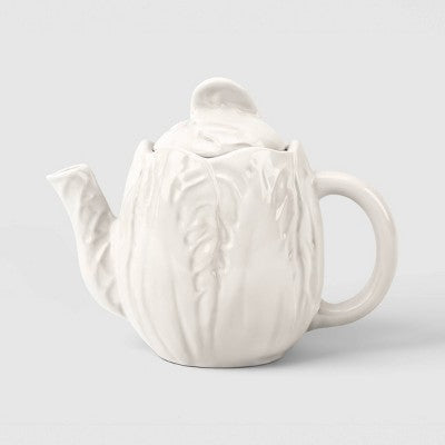 34 fl oz Stoneware Radicchio Teapot White - Threshold