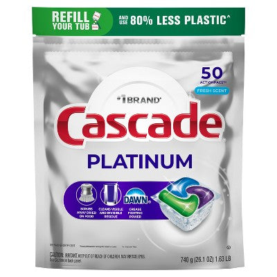 Cascade Platinum Action Pacs Dishwasher Detergent - Fresh - 50ct