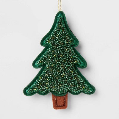 Beaded Fabric Tree Christmas Ornament Green - Wondershop