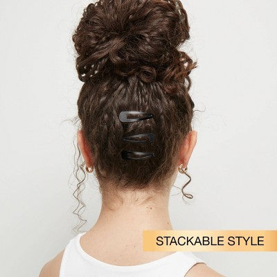 scunci Metal Snap Clips - Black - All Hair - 12pcs