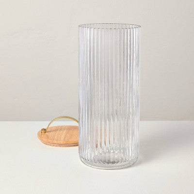 80oz Fluted Glass Storage Canister with Wood Lid - Hearth & Hand with Magnolia