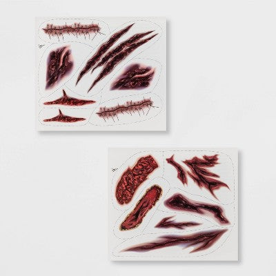 Zombie Temporary Tattoo Halloween Costume Makeup - Hyde & EEK! Boutique: Easy Apply, Eerie Gashes, 4+ Years