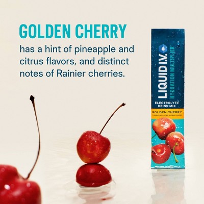 Liquid I.V. Hydration Multiplier Vegan Powder Electrolyte Supplements - Golden Cherry - 0.56oz/10ct