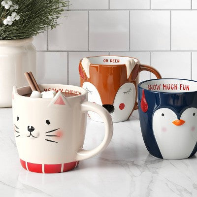 16oz Earthenware Meowy Christmas Mug - Wondershop