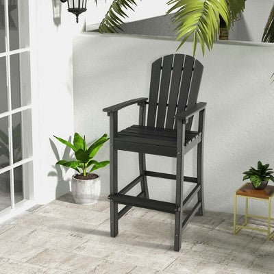 Costway Outdoor HDPE Bar Height Stool Patio Tall Chair Armrest Footrest All Weather (LOCAL PICKUP ONLY)