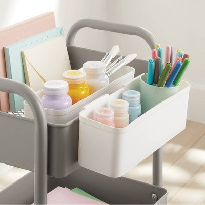 Set of 2 Long Cart Divider Cups - Brightroom: White Storage Trays, Utility Cart Accessories, 11.22" Length