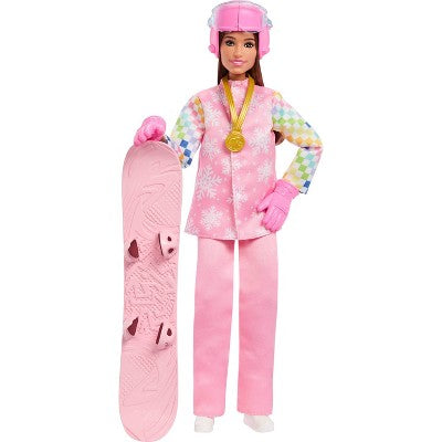 Barbie Careers Snowboarder Doll in Pink Jacket with 10+ Accessories Including Color-Change Snowboard