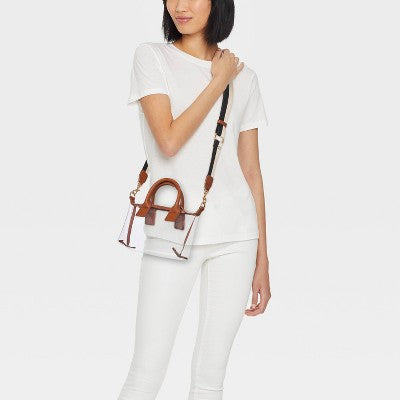 Foundational Mini Tote Handbag - Universal Thread Brown/Clear