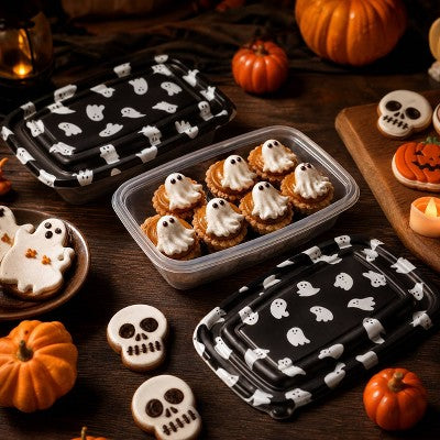 Cook With Color 6pc Halloween Ghosts Rectangular Food Storage Container Set