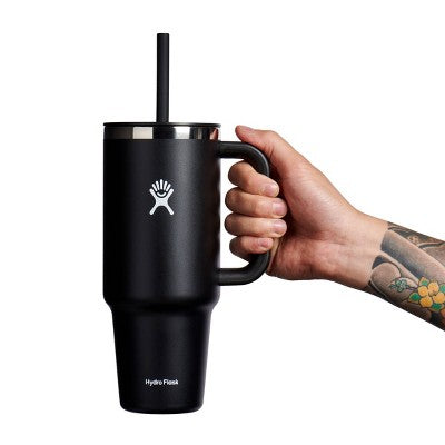 Hydro Flask 40oz All Around Travel Straw Tumbler - Black: Double-Wall, BPA-Free, Spillproof