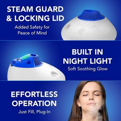 Vicks Warm Steam Vaporizer Humidifier with Night Light - 1.5gal - 600 sq ft - White