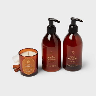 Gift Set with Vanilla Pumpkin Candle, Hand Soap and Hand Lotion - Threshold (LOCAL PICKUP ONLY)