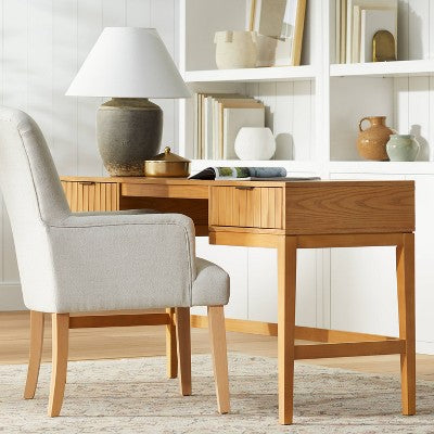 Thousand Oaks Wood Scalloped Desk Brown - Threshold designed with Studio McGee: Mid-Century Style, 60" Writing Surface (LOCAL PICKUP ONLY)