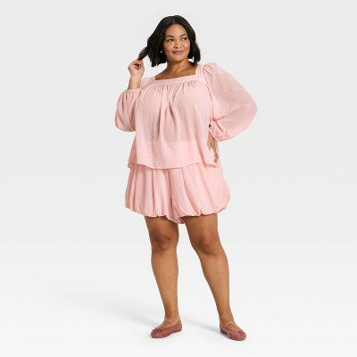 Women's Bubble Hem Shorts 3.5" - A New Day Pink X