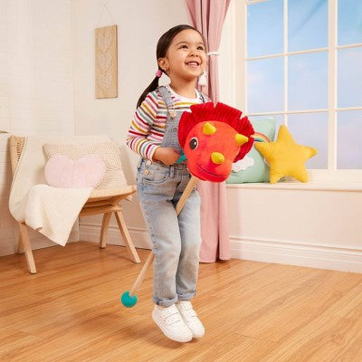 B. toys Hop 'n' Ride Tommy Triceratops - Plush Dinosaur Hobbyhorse with Sounds