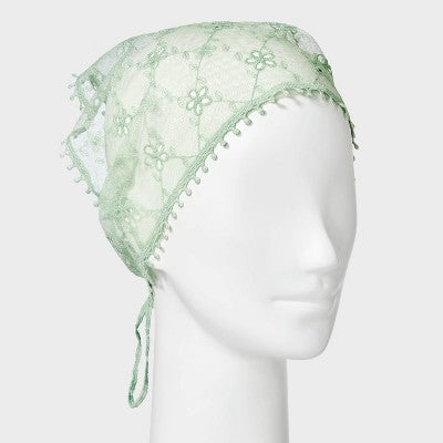 Sheer Eyelet Headwrap - A New Day Green