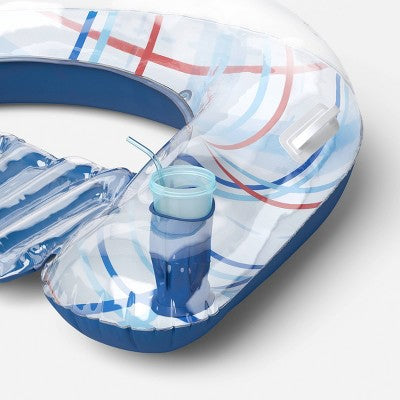 Chill Out Palm Plaid Pool Lounger - Sun Squad Blue