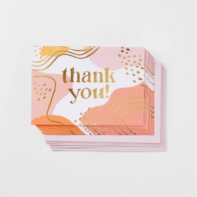 10ct Thank You Squiggles Cards - Spritz: Abstract Multicolored Notes with Envelopes, Foil Accents, Card Pack