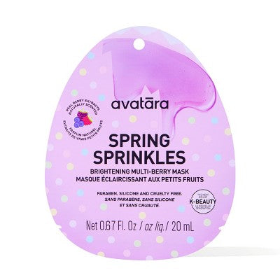 Avatara Spring Sprinkles Brightening Multiberry Facial Mask - 0.71 fl oz: Paraben-Free, Silicone-Free, Vegan, Unscented