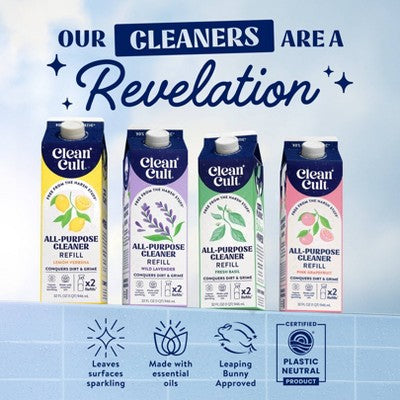 Cleancult All Purpose Cleaner - Refillable Aluminum Bottle - Lemon Verbena - 16 fl oz