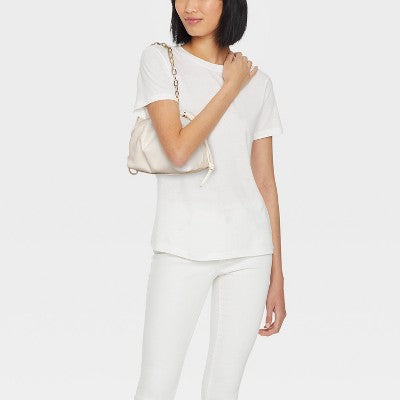 Drawstring Clutch Top Handle Bag - Universal Thread Off-White: Chain Strap, Solid Twill, 18" Strap Length
