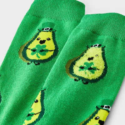 Women's Lucky Avocado St. Patrick's Day Crew Socks - Moss Green 4-10