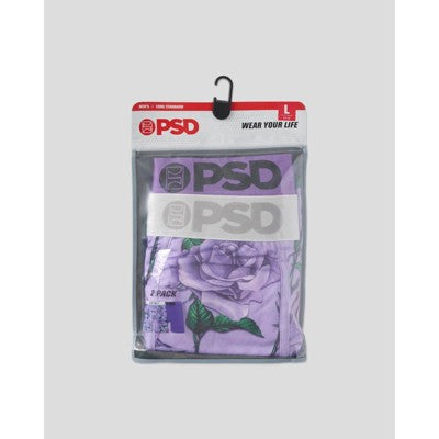PSD Men's Purple Roses Print Briefs 2pk - Lavender Roses/Purple S